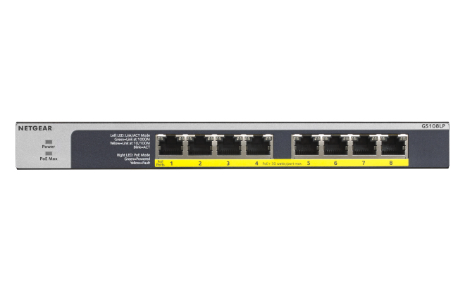 [GS108LP-100AJS] GS108LP-100AJS NETGEAR 8-Port PoE/PoE+ Gigabit Ethernet Unmanaged Switch with 60W PoE Budget, Rack-mount or Wall-mount