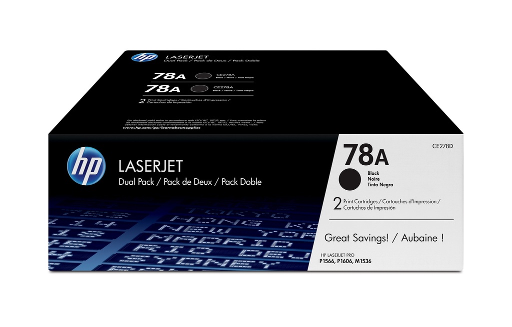 [CE278AD] CE278AD HP 78A Blk Dual Pack LJ Toner Cartridge-2,100 pages for P1566/P1606dn/M1536dnf