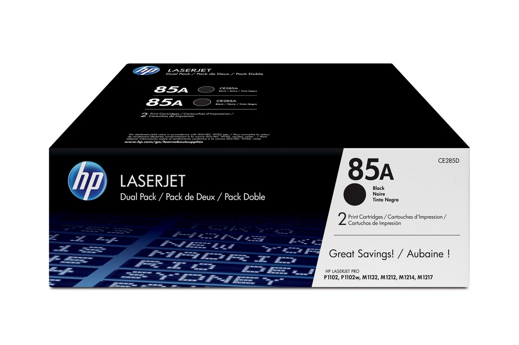 [CE285AD] CE285AD HP 85A Blk Dual Pack LJ Toner Cartridge-1,600 pgs for P1102/M1132/M1212/M1214/M1217