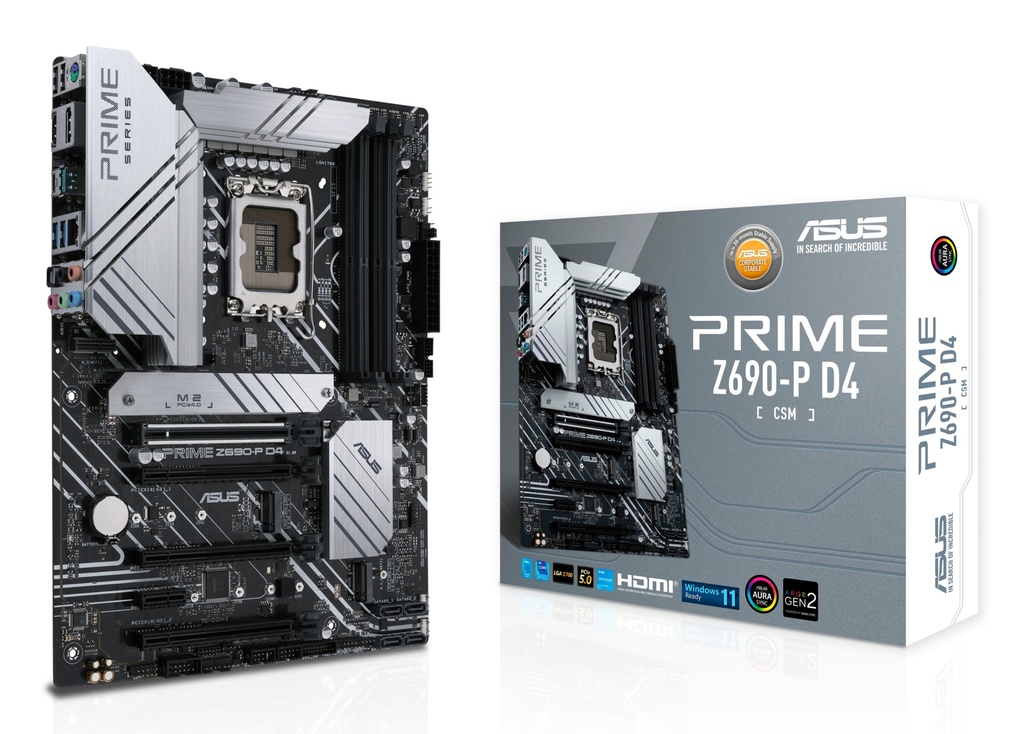 [PRIME-Z690-P-D4-CSM] PRIME-Z690-P-D4-CSM ASUS Intel Z690 (LGA 1700) ATX motherboard with PCIe 5.0, three M.2 slots, 14+1 DrMOS power stages, DDR4, HDMI, DisplayPort, 2.5 Gb Ethernet
