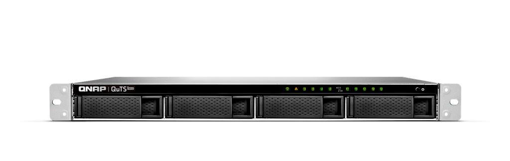 9-Bay QTS hero NAS, AMD Ryzen 5 3700X 8-core 3.4 GHz processor, Turbo Core 4.4 GHz, 32 GB UDIMM DDR4 (2 x 16GB), 4 x 2.5"/3.5" SATA HDD/SSD