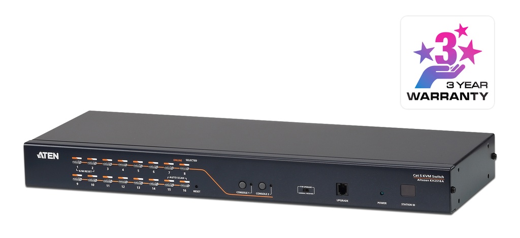 [4710423776876] 4710423776876 Aten Rackmount KVM Switch 2 Console 16 Port Multi-Interface Cat 5, KVM Cables NOT Included, Daisy Chainable for up to 256 Devices,