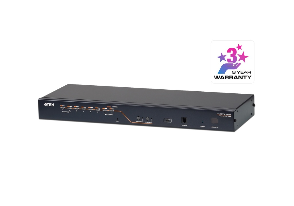 [4710423776869] 4710423776869 Aten Rackmount KVM Switch 2 Console 8 Port Multi-Interface Cat 5, KVM Cables NOT Included, Daisy Chainable for up to 128 Devices,