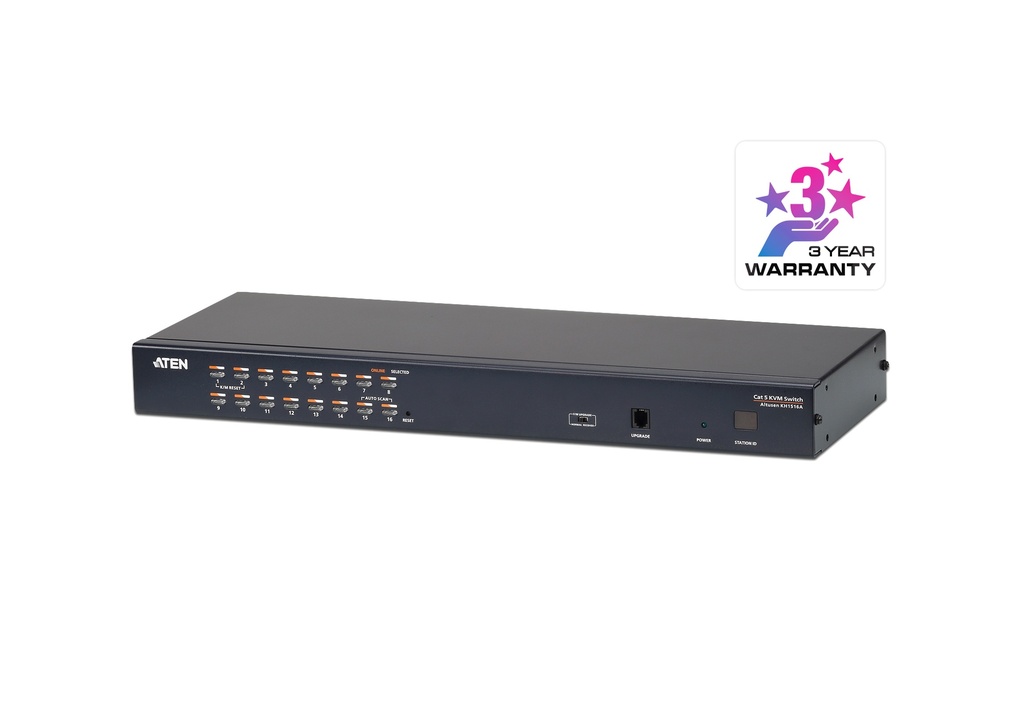 [4710423776760] 4710423776760 Aten Rackmount KVM Switch 16 Port Multi-Interface Cat 5, KVM Cables NOT Included, Daisy Chainable for up to 512 Devices,