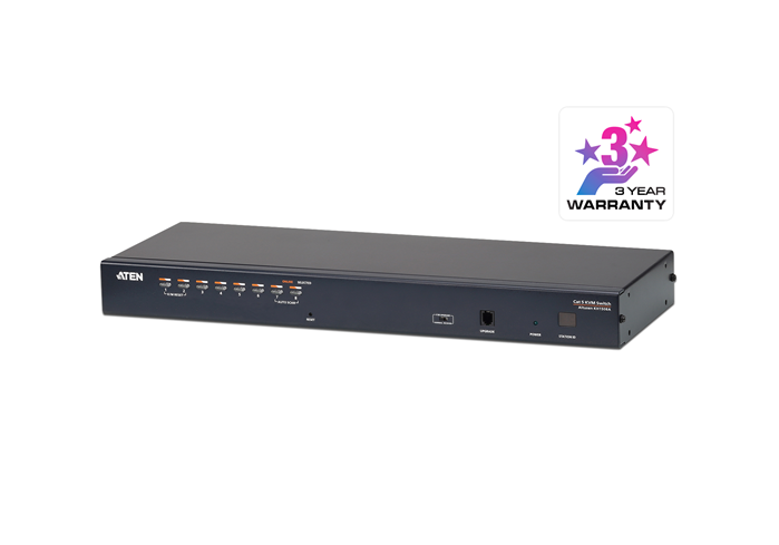 [4710423776753] Aten Rackmount KVM Switch 1 Console 8 Port Multi-Interface Cat 5, KVM Cables NOT Included, Daisy Chainable for up to 256 Devices,