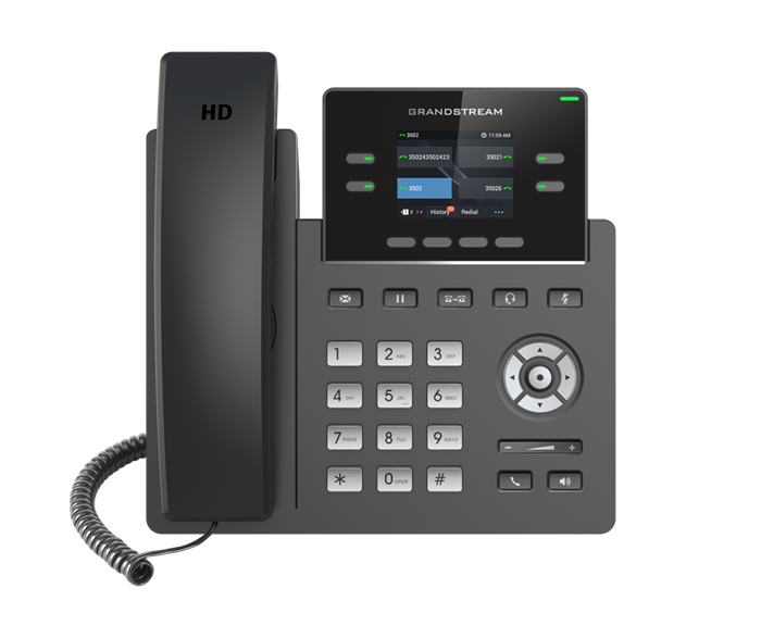 [6947273702818] 6947273702818 Grandstream GRP2612P 4 Line IP Phone, 2 SIP Accounts, 320x240 Colour Screen, HD Audio, Powerable Via POE