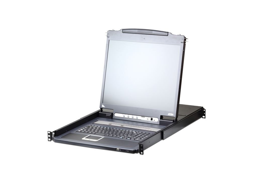 [4719264645631] 4719264645631 Aten Rackmount KVM Switch Over IP Single Rail 16 Port VGA PS/2-USB w/ 19" LCD Display, 2x Custom KVM Cables, 1280x1024@75hz Display, LED Illumination