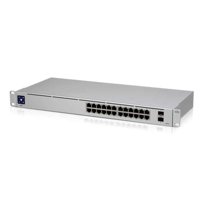 [810010071415] 810010071415 Ubiquiti UniFi 24 port Managed Gigabit Switch - 24x Gigabit Ethernet Ports, with 2xSFP - Touch Display - Fanless - GEN2, 2Yr Warr