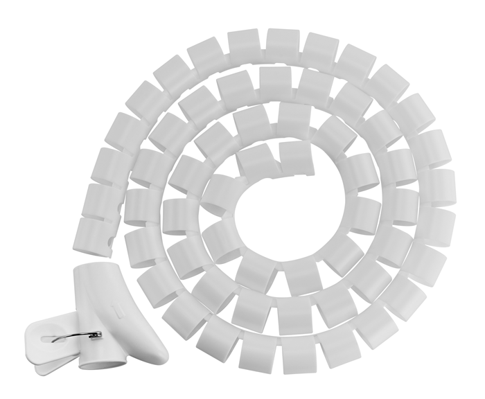 [6956745165969] 6956745165969 Brateck 30mm/1.2" Diameter Coiled Tube Cable Sleeve   Material Polyethylene(PE) Dimensions 1000x30mm - White (LS)