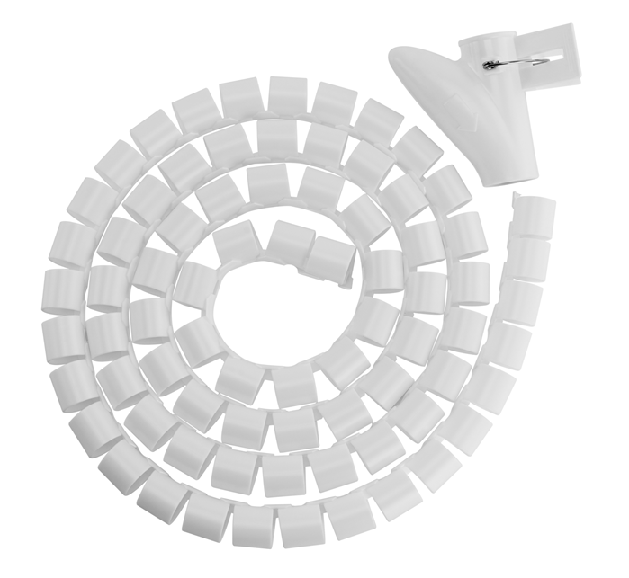 [6956745165983] 6956745165983 Brateck 25mm/1" Diameter Coiled Tube Cable Sleeve Material Polyethylene(PE) Dimensions 1000x25mm - White (LS)