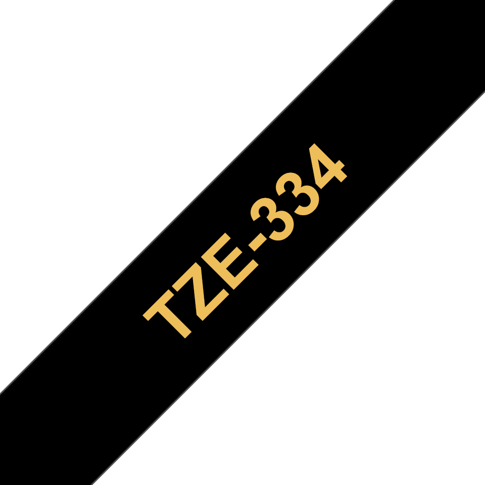 [4977766681643] 4977766681643 Brother TZE-334 - 12MM GOLD ON BLACK TZ TAPE