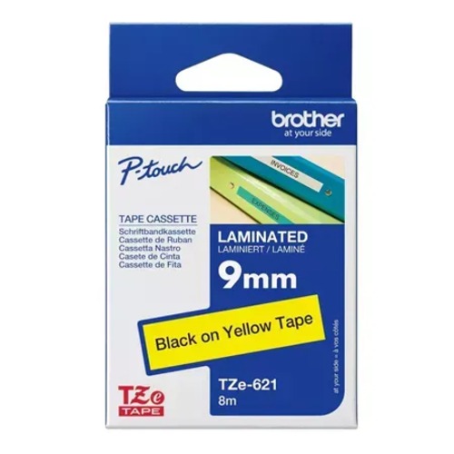 [COB-TZEFX621] COB-TZEFX621 Brother TZE-FX621 - 9MM BLACK ON YELLOW FLEXIBLE TZ TAPE