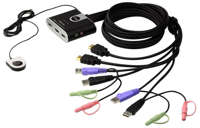 2 Port USB 2.0 HDMI / Audio Cable KVM Switch Support HDCP, Video DynaSyna, Mouse emulation, Keyboard emulation - [ OLD SKU: CS-692 ]