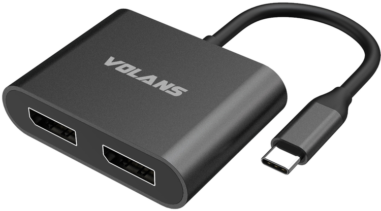 VL-UC2DP Aluminium 8K USB-C to Dual DisplayPort Adapter with MST Dual Monitor
