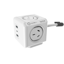 PowerCube 4 Power Outlet 2 USB A and 1 USB C 20W charging outlets | 1.5m White