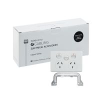 Classic Double Power Point 250V 10A with 16AX Extra Switch - Horizontal - 10 Pack with 10 FREE C-Clips