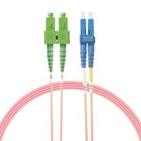 1.5m LC-SC/APC OS1 / OS2 Singlemode Fibre Optic Duplex Cable. Salmon Pink