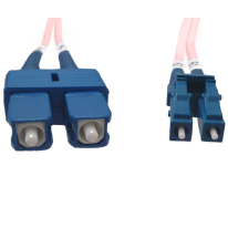 1m LC-SC OS1 / OS2 Singlemode Fibre Optic Cable: Salmon Pink