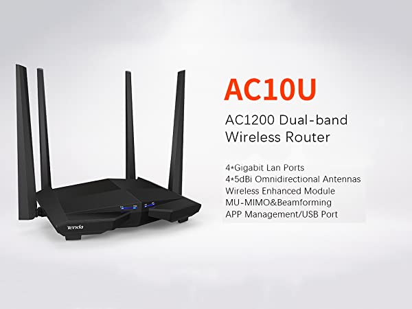 Tenda AC10U AC1200 1200Mbps Dual Band WiFi Wireless Gigabit Router NBN Ready