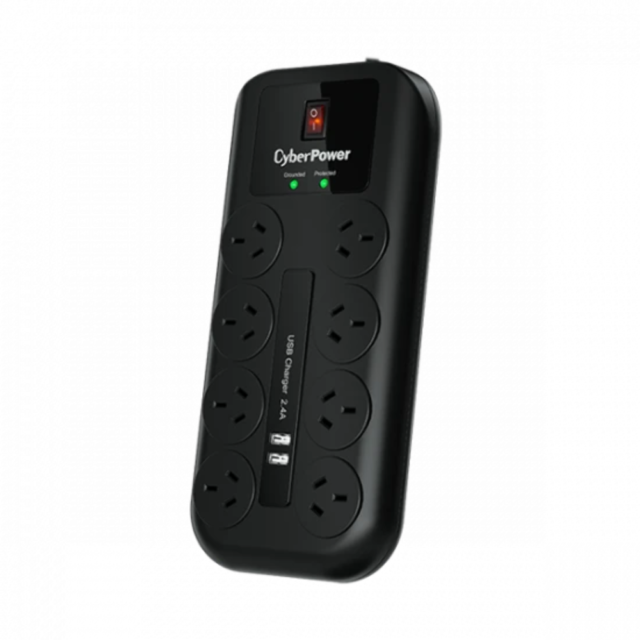 E08USB-ANZ Home Theater 8 Outlet + 2 USB Surge Protector & Powerboard CPSURG