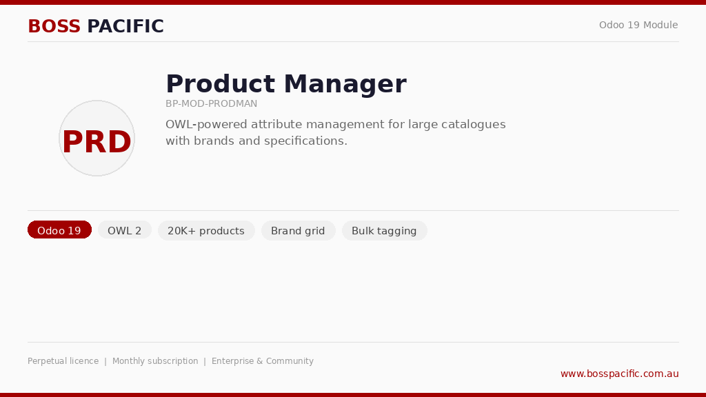 [BP-MOD-PRODMAN] BOSS Pacific Product Manager (prodman)