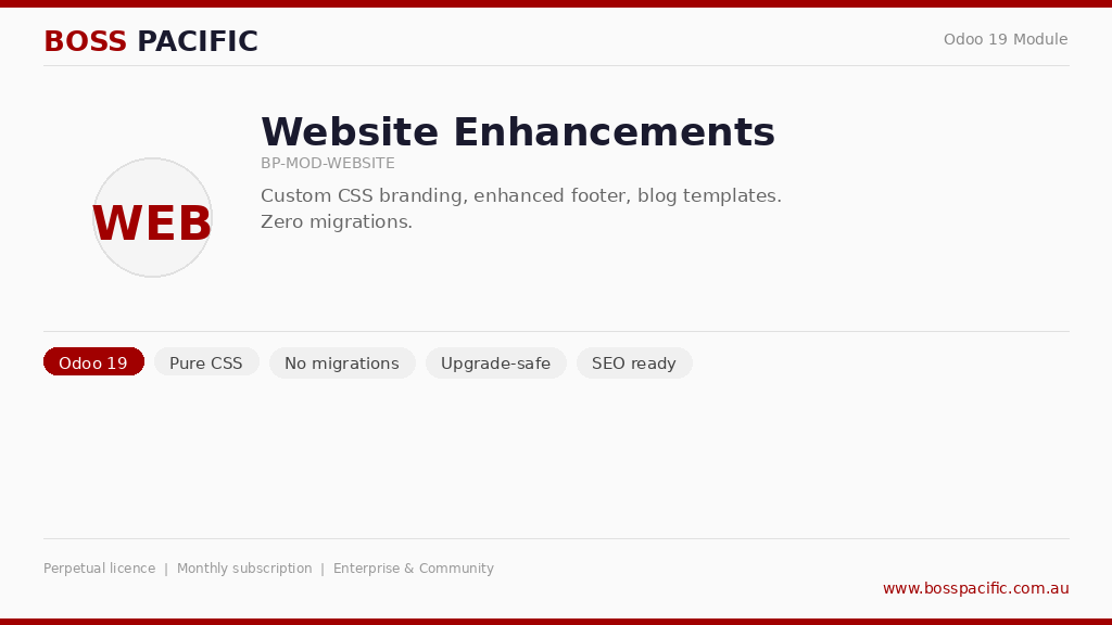 [BP-MOD-WEBSITE] BOSS Pacific Website Enhancements