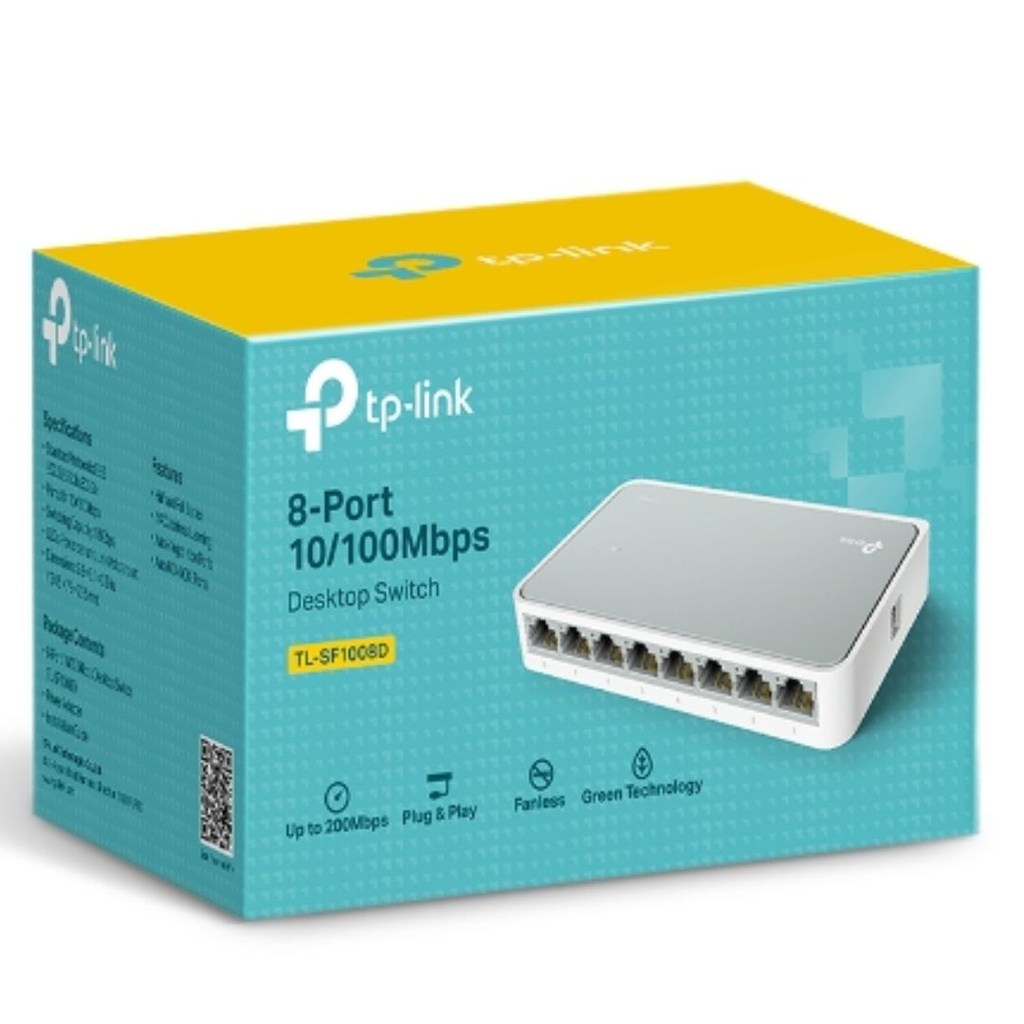 NWTL-SF1008D (CH)TP-Link TL-SF1008D 8-port 10/100M Desktop Switch, 8 10/100M RJ45 ports, Plastic case, Supports Auto MDI/MDIX