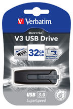 USV-49173 Verbatim 32GB V3 USB3.0 Grey Store'n'Go V3; Retractable USB Storage Drive Memory Stick