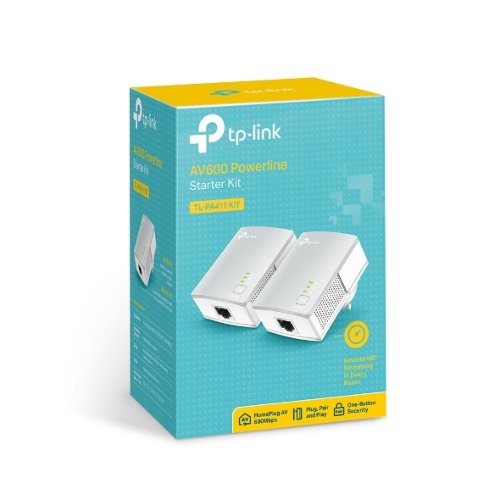 NWTL-PA411-KIT (E)TP-Link TL-PA411 KIT AV600 Nano Powerline Adapter Starter Kit HomePlug AV 1x100Mbps LAN 300m Range Miniature Design Plug & Play