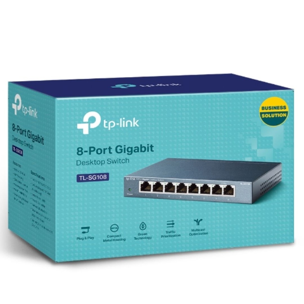 NWTL-SG108 TP-Link TL-SG108 8-Port Gigabit Desktop Switch Steel Case Fanless 11.9Mpps Support 802.1p/DSCP QoS1 and IGMP Snooping Plug & Play