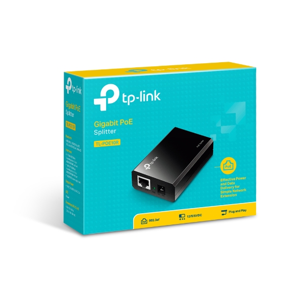 [NHTL-POE10R] NHTL-POE10R TP-Link POE10R Omada PoE Splitter 2xGbE Gigabit RJ45 Port Power Over Ethernet Adapter carry Power & Data over 100m Plug & Play