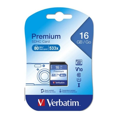 FMSD16GBC10 Verbatim SDHC 16GB (Class 10) Up to 45MB/Sec 300X read speed
