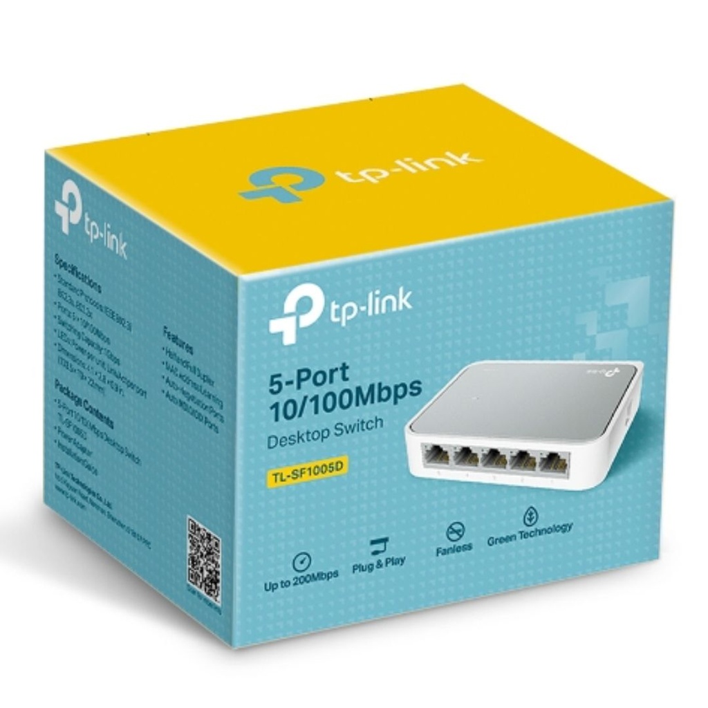 NWTL-SF1005D (CH)TP-Link TL-SF1005D 5-port 10/100M mini Desktop Switch, 5 10/100M RJ45 ports, Plastic case, Supports Auto MDI / MDIX