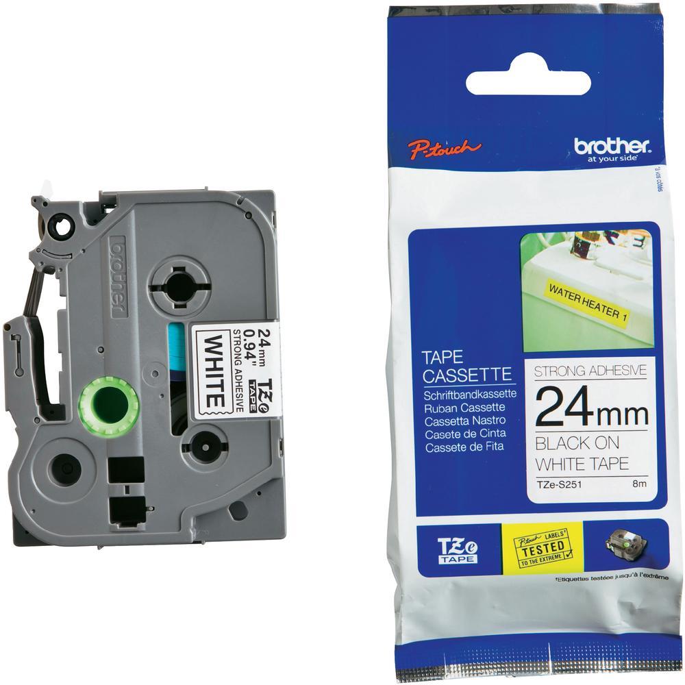 COB-TZE-S251 Brother 24MM Black White Tape Strong Adhesive TZE Tape