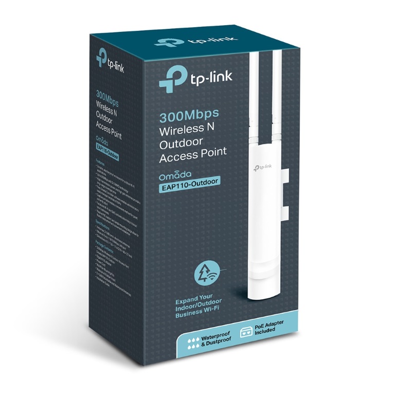 NWTL-EAP110-OUTDOOR TP-Link EAP110 Outdoor Omada 300Mbps Wireless N Outdoor Access Point 1xRJ45 Passive PoE 2*5dBi External Omni waterproof Antenna Pole/Wall Mount