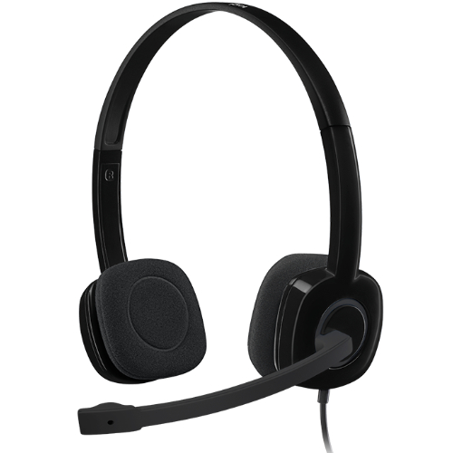 SPLT-H151BLK Logitech H151 Stereo Headset Light Weight Adjustable Headphones with Microphone 3.5mm jack In-line audio controls Noise-cancelling