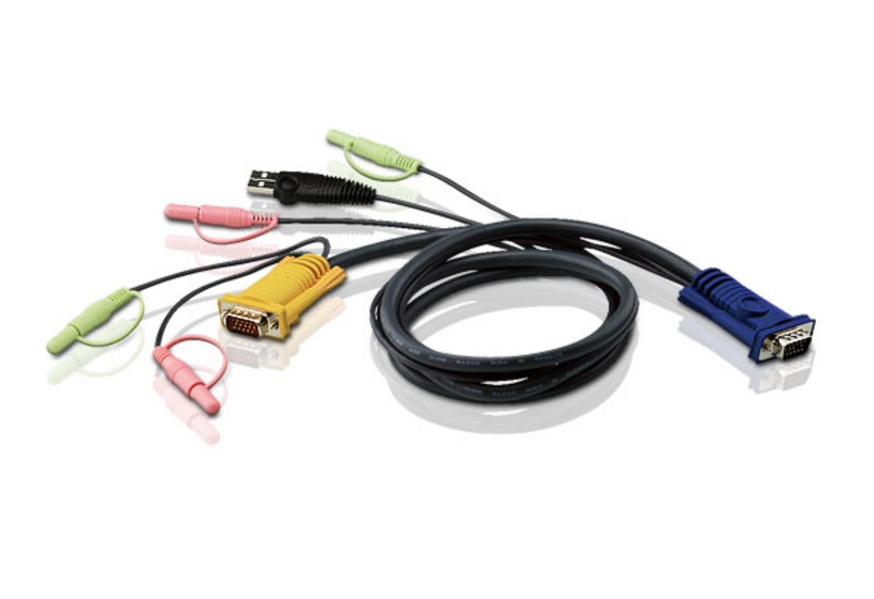KVA-2L-5302U Aten KVM Cable 1.8m with VGA, USB & Audio to 3in1 SPHD suit CS173xB, CS173xA, CS175x
