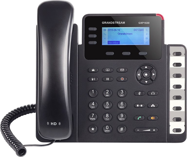 IPG-GXP1630 Grandstream GXP1630 3 Line IP Phone, 3 SIP Accounts, 132 x 64 Backlit LCD Display, HD Audio, Dual-Switched Gigabit Ports, Powerable Via POE