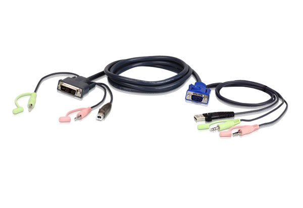 KVA-2L-7DX3U Aten KVM Cable 3m with VGA, USB & Audio to DVI-I (Single Link), USB & Audio