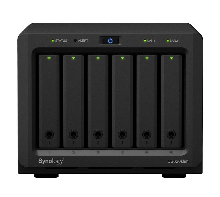 [BASY-DS620SLIM] BASY-DS620SLIM Synology DiskStation DS620 slim 6 Bay NAS Intel Celeron J3355  2-core 2.0 2GB DDR3L non-ECC SODIMM Hot Swappable 2xRJ-45 1GbE LAN 2xUSB 3.0 2 yrs wty