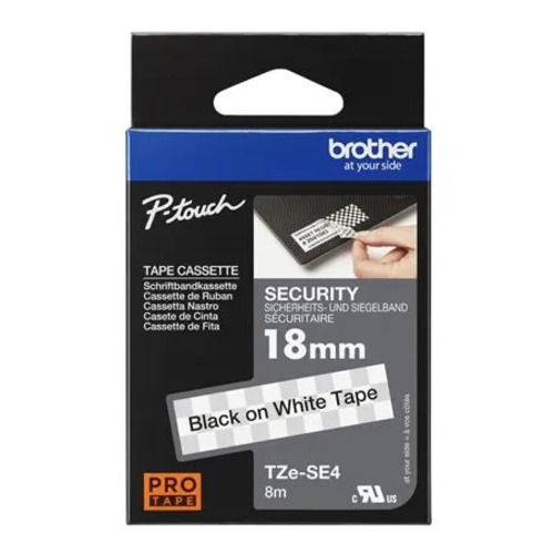 COB-TZE-SE4 Brother 18mm Black on White Security TZE Tape