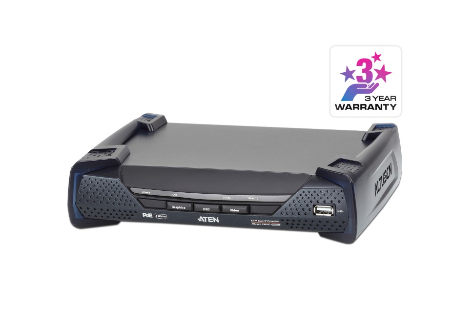 KVA-KE8952R Aten 4K HDMI Single Display KVM over IP Receiver with Power over Ethernet, power adapter not included