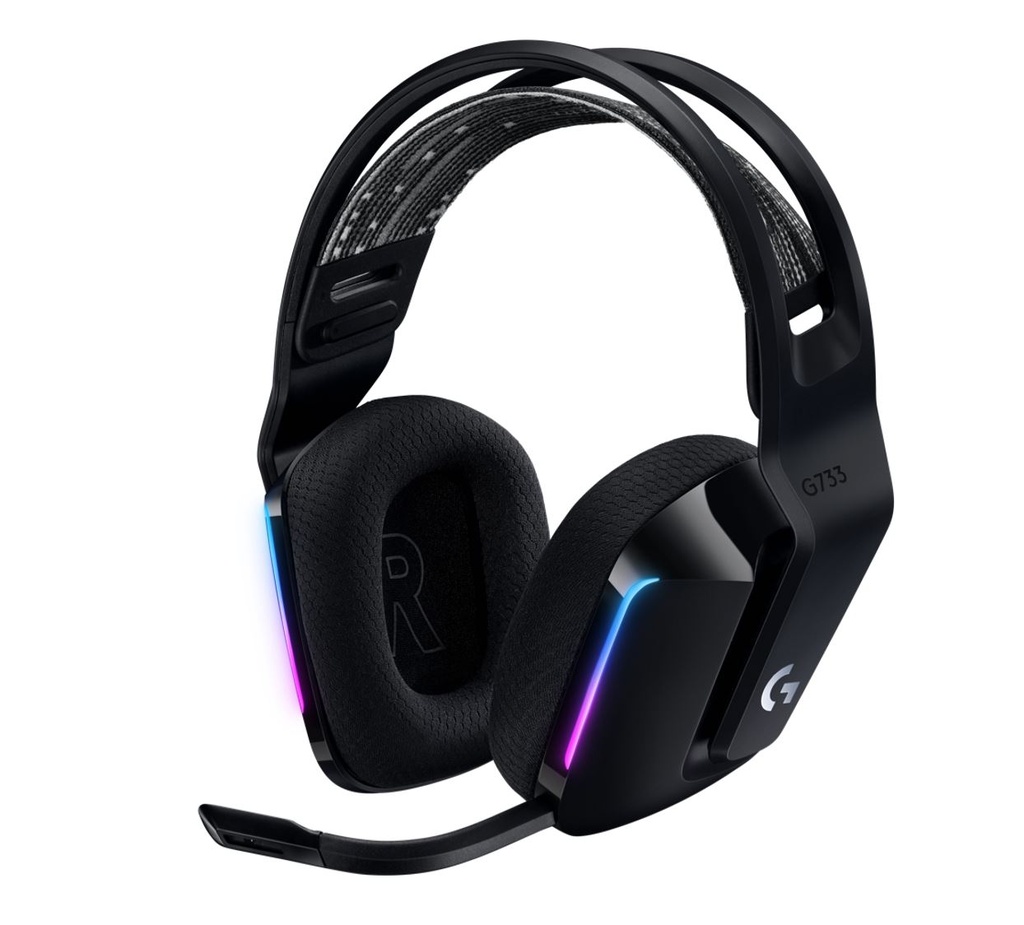 [SPLT-G733-BLK] SPLT-G733-BLK Logitech G733 Lightspeed Wireless RGB Gaming Headset Black USB Headphones Frequency Response: 20 Hz - Detchable Cardioid Unidirectional Microphone