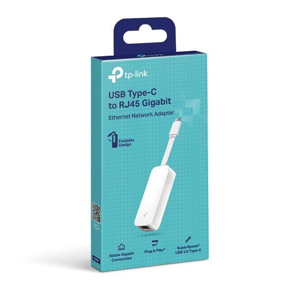 NWTL-UE300C TP-Link UE300C USB 3.0 Type-C to Gigabit Ethernet Network Adapter, 1 USB 3.0 Type-C Connector, 1 Gigabit Ethernet Port, Foldable, Portable Design