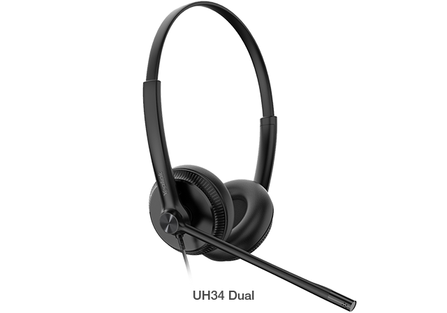 IPY-UH34-D-TEAMS Yealink UH34 Dual Teams USB Headset, Lightweight, All Day Wearing Comfort, Ear Wideband Noise Cancelling Microphone, Leather Ear Cushions, USB-A