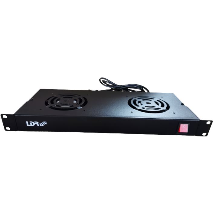 RCLDR-ACC-2FANRM LDR 2 Way Rackmountable Fan Kit with power switch - 2x Fans - 1U Size - Black Metal Construction