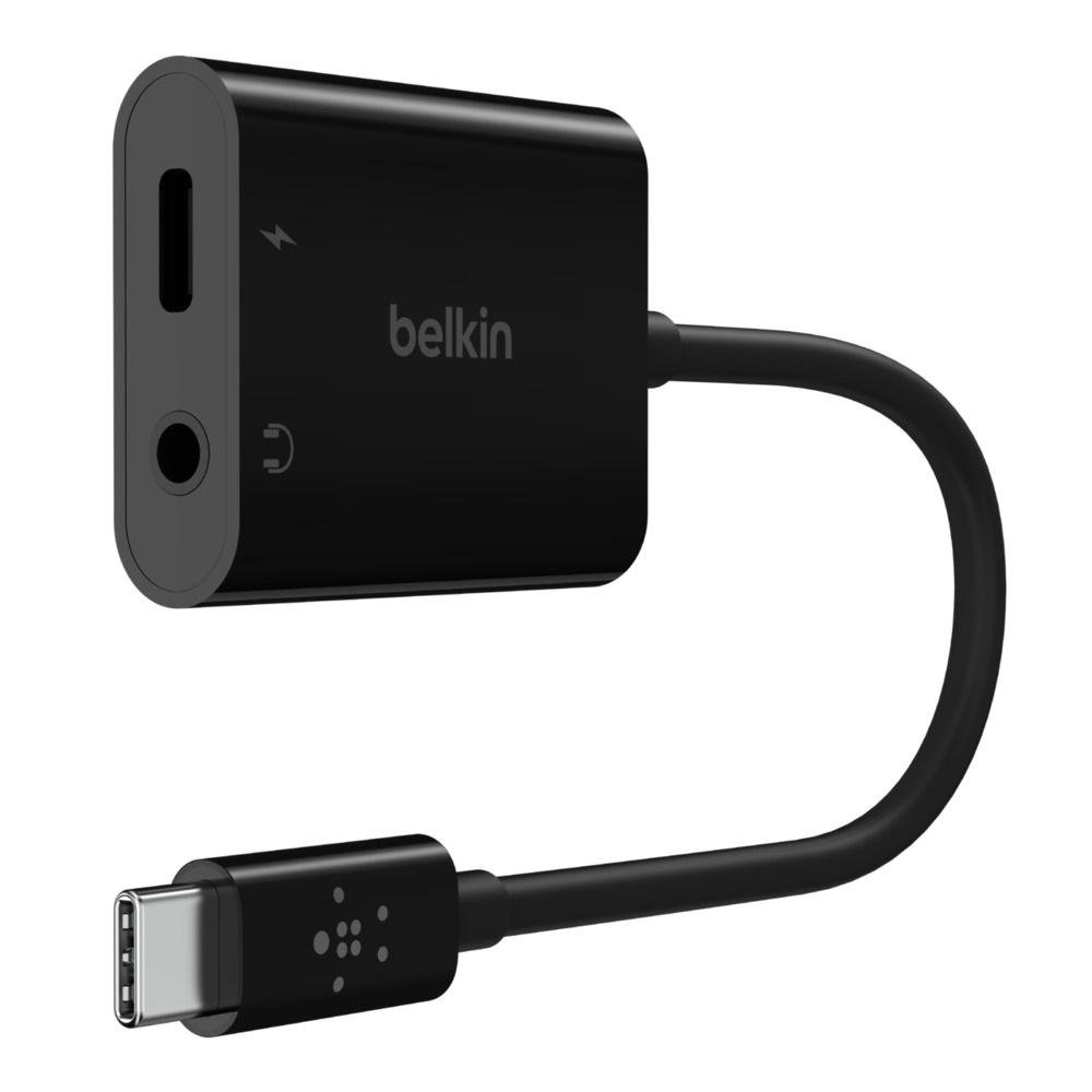MPA-BK-APUSBCC-BLK Belkin RockStar 3.5mm Audio + USB-C PD Charge Adapter - Black (NPA004btBK), 60W PD, Superior Audio, 2-in1 Solution, Apple iPhone, 2 Years Warranty