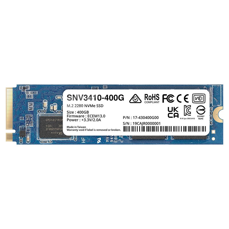 BASY-SNV3410-400G Synology SNV3000 - M.2 NVMe SSD - 5 year Limited Warranty