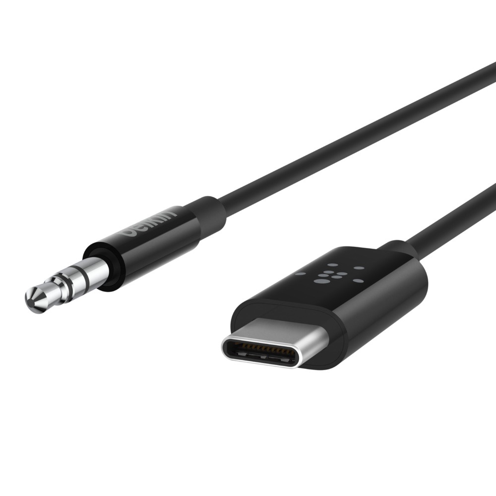 MPABRS3.5MMACBLK Belkin RockStar USB-C to 3.5mm Audio Cable (0.9M) - Black (F7U079bt03-BLK), Superior Audio, Apple iPhone, USB-IF Certified, 2 Years Warranty