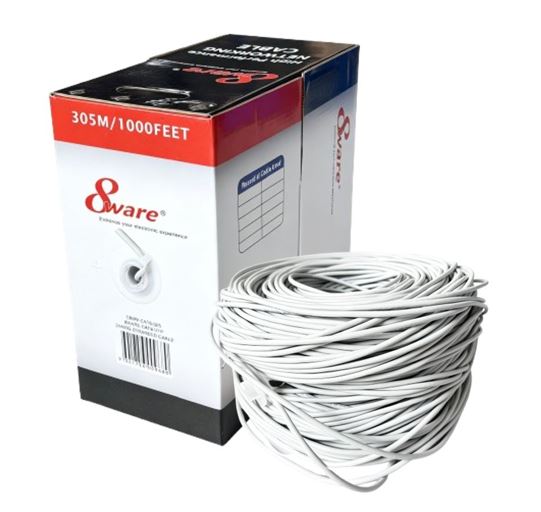 CB8W-CAT6-305S 8ware CAT6 UTP Cable 305m Roll Grey Full Copper UTP Solid Wire Ethernet LAN RJ45 Network 23AWG 0.55cu 2x4 Pair pvc Jacket Indoor 1YR WTY